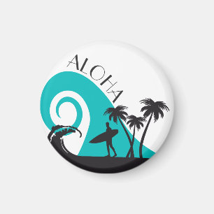 Modern Aloha Surfa och Handflatan Träd Magnet