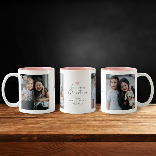 Modern "älskar dig mormor" 2-foto Två-Tonad mugg