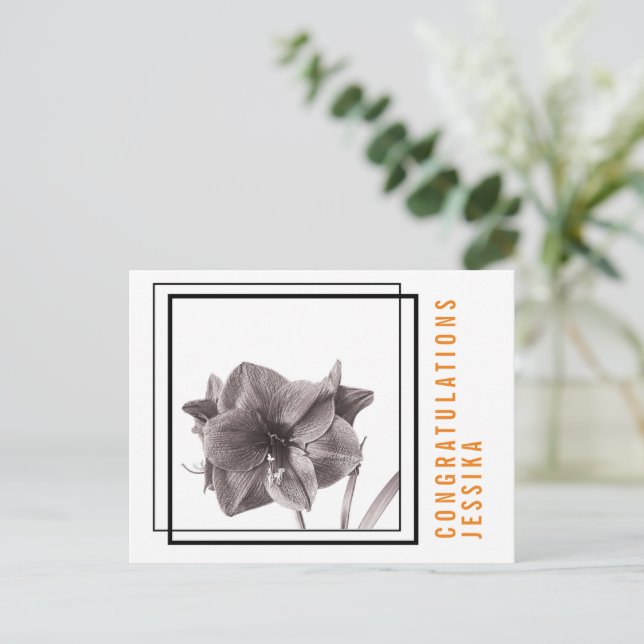 Modern Amaryllisblomma Orange  Vykort (Stående Fram)