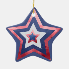 Modern American Flagga Stars Rött vitt blått Julgransprydnad Keramik
