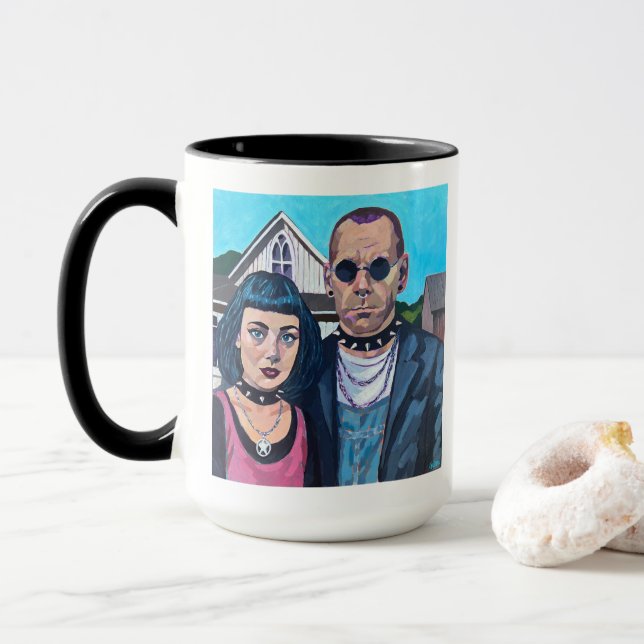 Modern American Gothic Art - Grant Woods Inspired Mugg (Med munk)