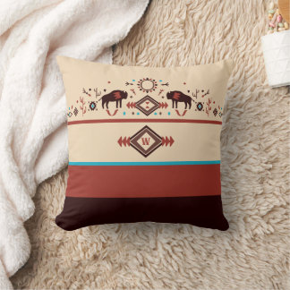 Modern American Native Influenced Pattern Monogram Kudde