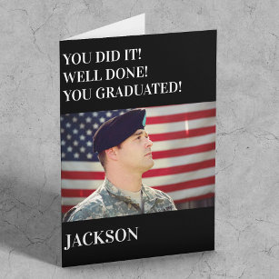 Modern American Personalized Photo Army Graduation Kort