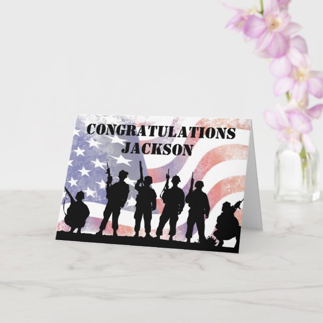 Modern American Personlig Army Studenten Card Kort (Orkide)