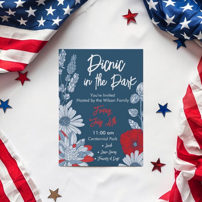 Modern Amerikansk Blommig Trädgård Fjärde Juli Inbjudningar (Skapare uppladdad)