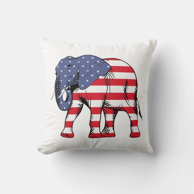 Modern amerikansk Flagga Elephant Kudde (Framsida)