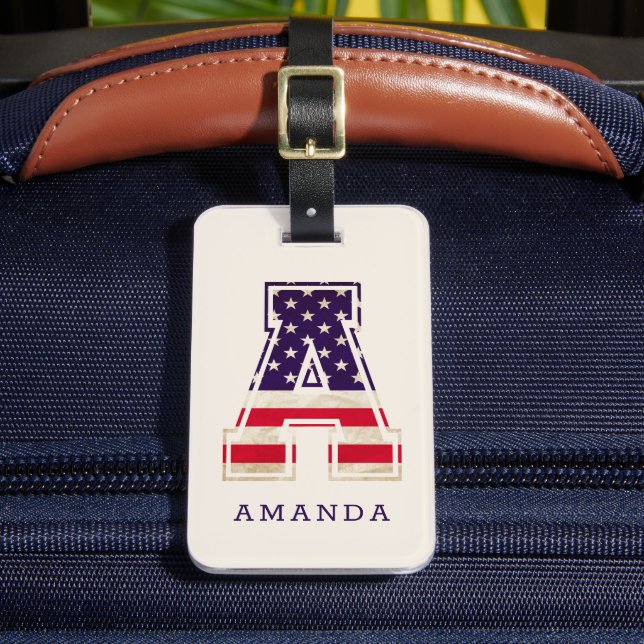 Modern amerikansk flagga monogram A Bagagebricka (Framsida Insitu 2)