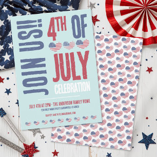 Modern Amerikansk Flagga Patriotisk 4:e Juli Inbjudningar
