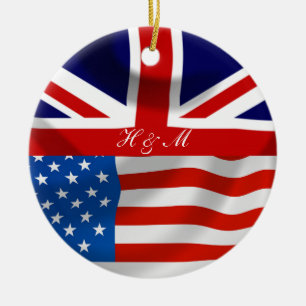 Modern amerikansk Flaggor Julgransprydnad Keramik