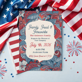 Modern amerikansk paisley-firande-inbjudan till fj inbjudningar