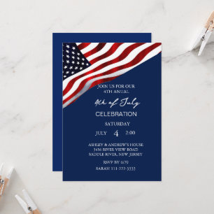 Modern amerikansk rödvit och blå patriotisk Flagga Inbjudningar