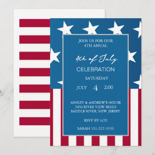 Modern amerikansk rödvit och blå patriotisk Flagga Inbjudningar