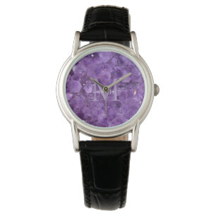 Modern Amethyst Birthstone Monogram Namn Armbandsur