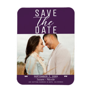Modern Amethyst Lila Save the Date Bröllopsfoto Magnet