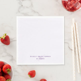 Modern Amethyst Minimal Floral Bröllopsdusch Pappersservett