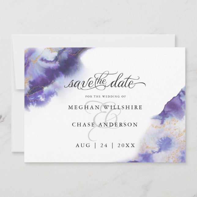 Modern Amethyst Watercolor Geode BarefootBride™ (Framsida)