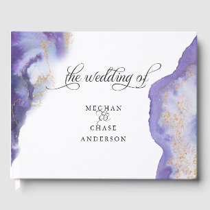 Modern Amethyst Watercolor Geode BarefootBride™ Gästböcker