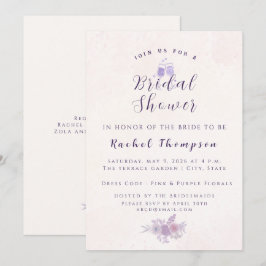 Modern ametistblomster Bröllopsdusch Anpassad Inbjudningar