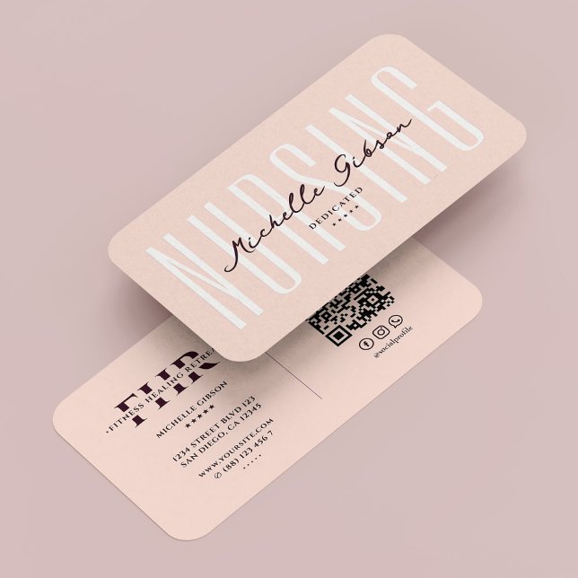 Modern ammonogramätande estetisk Rosa Visitkort (Modern Nursing Monogram Aesthetic Pink Business Card
)