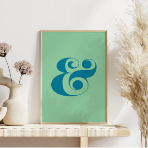 Modern Ampersand Art, Blue- och Mint Färg-paletten Poster