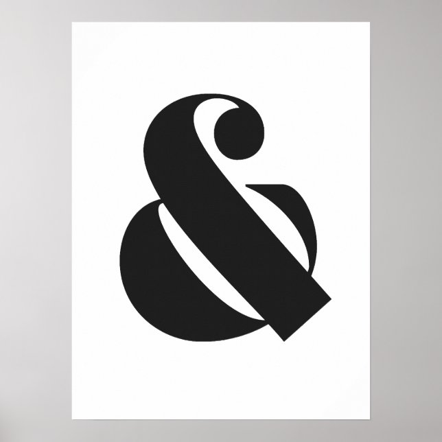 Modern Ampersand Black and White Typography Print Poster (Framsidan)