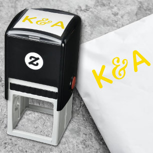 Modern Ampersand Initialer Bröllop Stationery Självfärgande Stämpel
