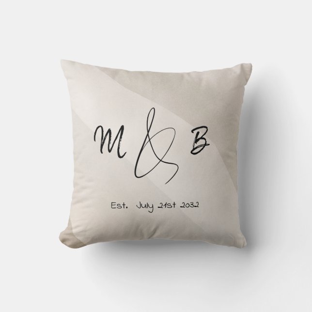 Modern Ampersand Parinitialer Skript Neutral Kudde (Framsida)