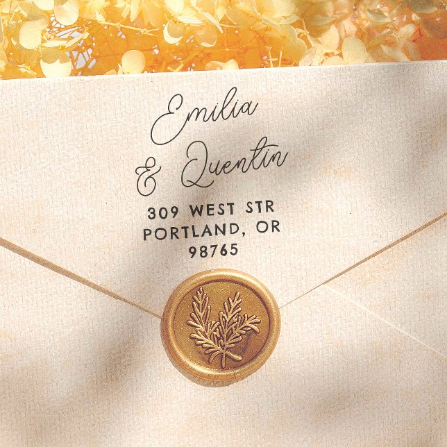 Modern Ampersand Retro Wedding Return Address Självfärgande Stämpel (Skapare uppladdad)