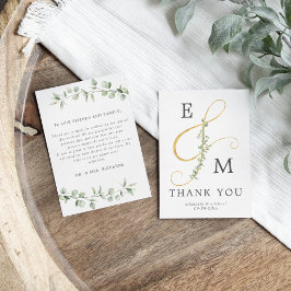 Modern Ampersand Simple Eucalyptus Bröllop Tack Kort