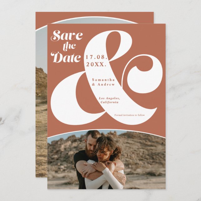 Modern ampersand terracotta 2 foton spara datumet (Fram/baksida)