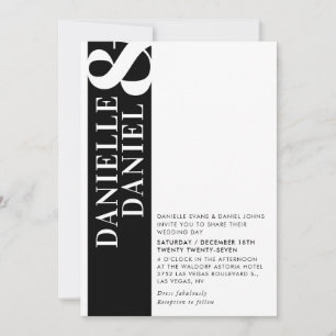 MODERN AMPERSAND-typografi enkel svart och vit Inbjudningar