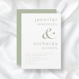 Modern Ampersand-typografi Sälggrön Bröllop Inbjudningar