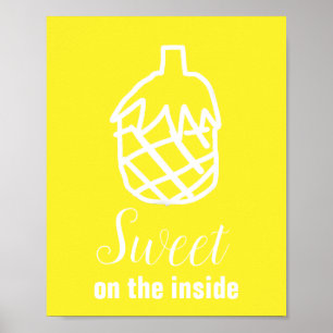 Modern ananas-gult, roligt av söt frukt, citat poster