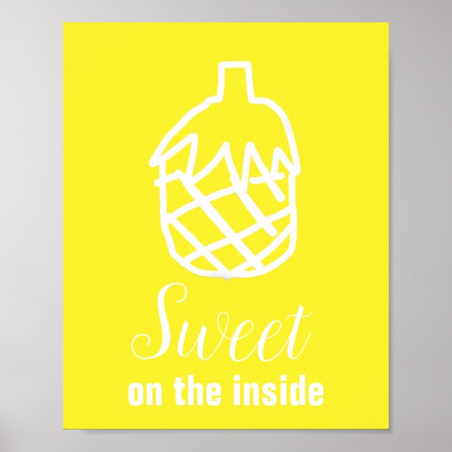 Modern ananas-gult, roligt av söt frukt, citat poster (Framsidan)