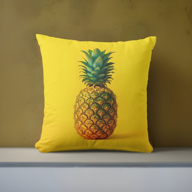 Modern ananas-Gult utomhus | Tropiskt Kudde (Pineapple Yellow Pillow: Trendy Artistic Accent for Summer Vibes! 🍍☀️)
