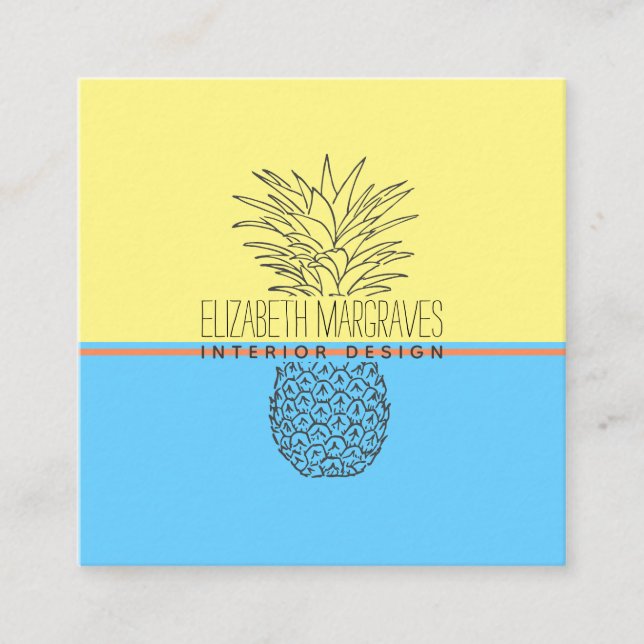 Modern ananas Illustration Insida Designer Fyrkantigt Visitkort (Framsida)