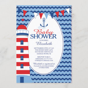 Modern anchor Nautical Boys Baby Shower-inbjudan Inbjudningar