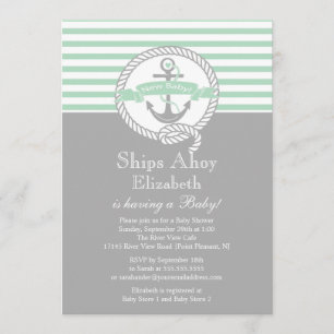 Modern anchor Nautical Neutral Baby Shower Inbjudningar