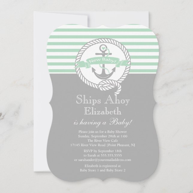Modern anchor Nautical Neutral Baby Shower Inbjudningar (Framsida)