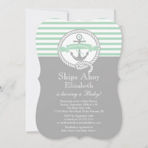 Modern anchor Nautical Neutral Baby Shower Inbjudningar