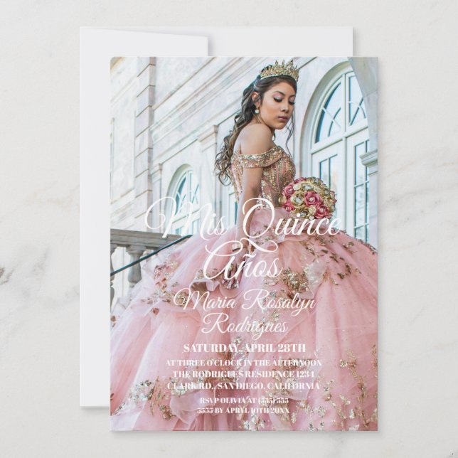 Modern and Elegant Quinceañera Photo Inbjudningar (Framsida)