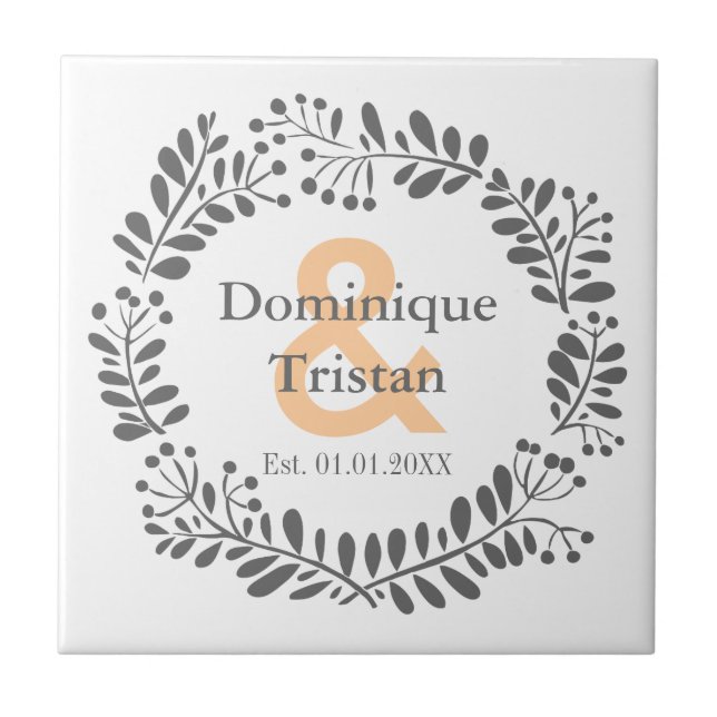 Modern andedräkt Hans och Hennes Bröllop keramiska Kakelplatta (Framsidan)