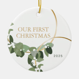 Modern andning Foto vår första jul, gift Julgransprydnad Keramik