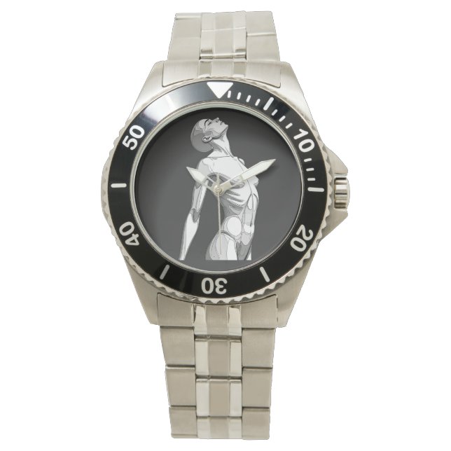 Modern Android Anatomy - Premium Steel Wristwatch Armbandsur (Framsida)