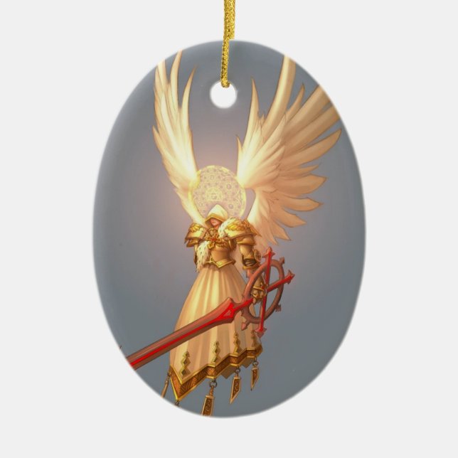 Modern Angel Oval Ceramic Ornament (Framsidan)