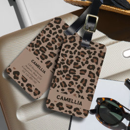 Modern Animal Leopard Skin Mörk Brown Bagagebricka