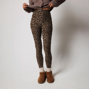 Modern Animal Leopard Skin Mörk Brown Mönster Leggings