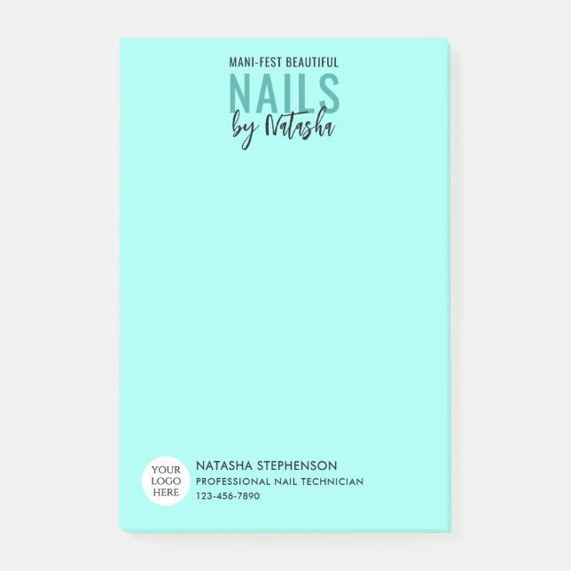Modern anka ägg blå Logo QR-kod Foto NAIL TECH Post-it Block (Framsida)