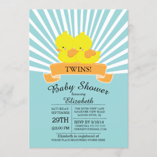 Modern Anka Twin Baby Shower-inbjudan för gummi Inbjudningar