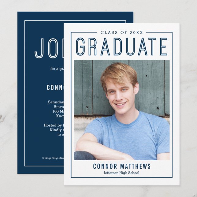 Modern annonsering i Grad Studenten Inbjudningar (Fram/baksida)